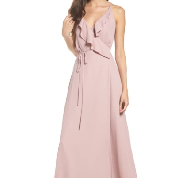 wayf jamie ruffle wrap gown
